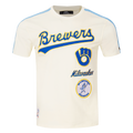 MLB MILWAUKEE BREWERS RETRO CLASSIC MEN'S STRIPED TOP (EGGSHELL/ UNIVERSITY BLUE)