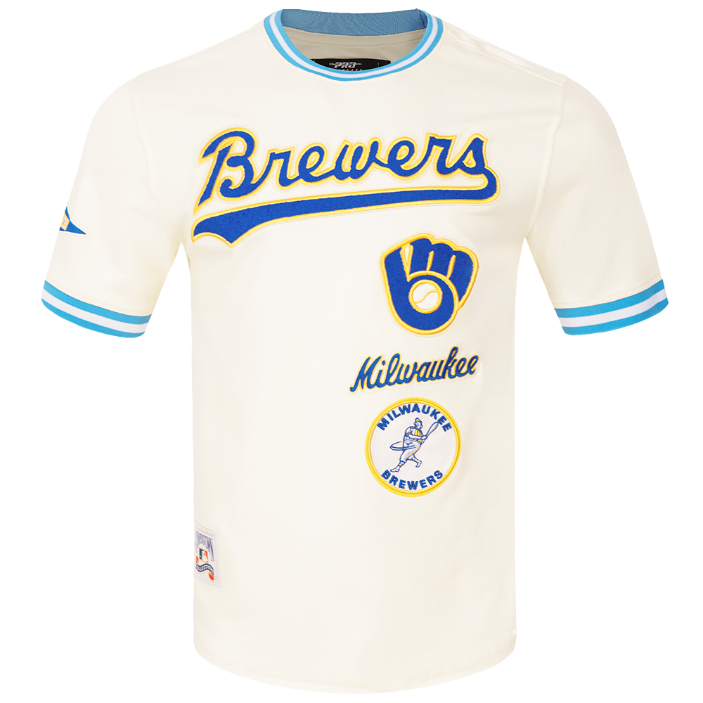 MLB MILWAUKEE BREWERS RETRO CLASSIC MEN'S TOP (EGGSHELL/ UNIVERSITY BLUE)