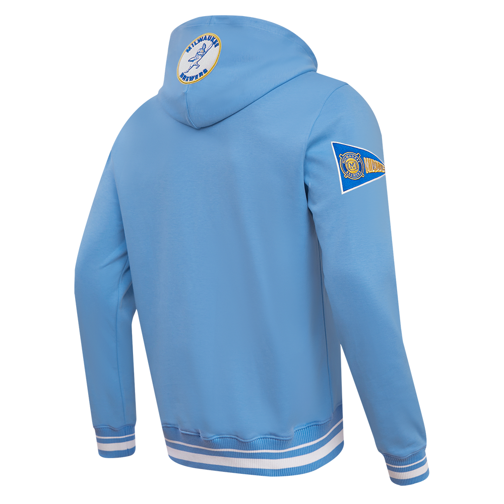 MLB MILWAUKEE BREWERS RETRO CLASSIC MEN'S PULLOVER HOODIE (UNIVERSITY BLUE)