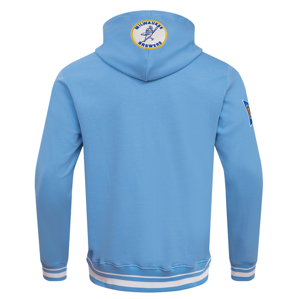 MLB MILWAUKEE BREWERS RETRO CLASSIC MEN'S PULLOVER HOODIE (UNIVERSITY BLUE)