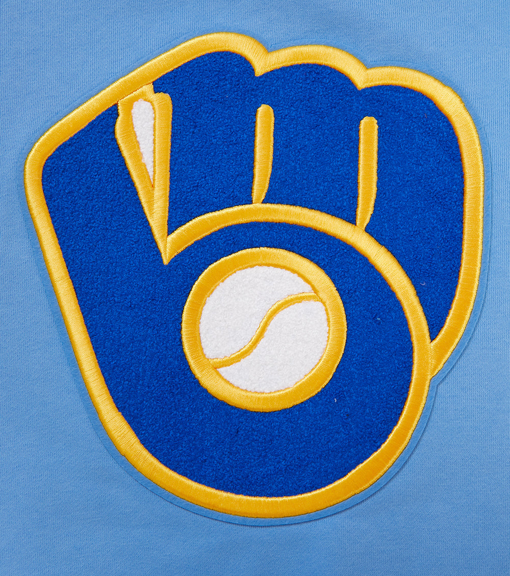MLB MILWAUKEE BREWERS RETRO CLASSIC MEN'S PULLOVER HOODIE (UNIVERSITY BLUE)