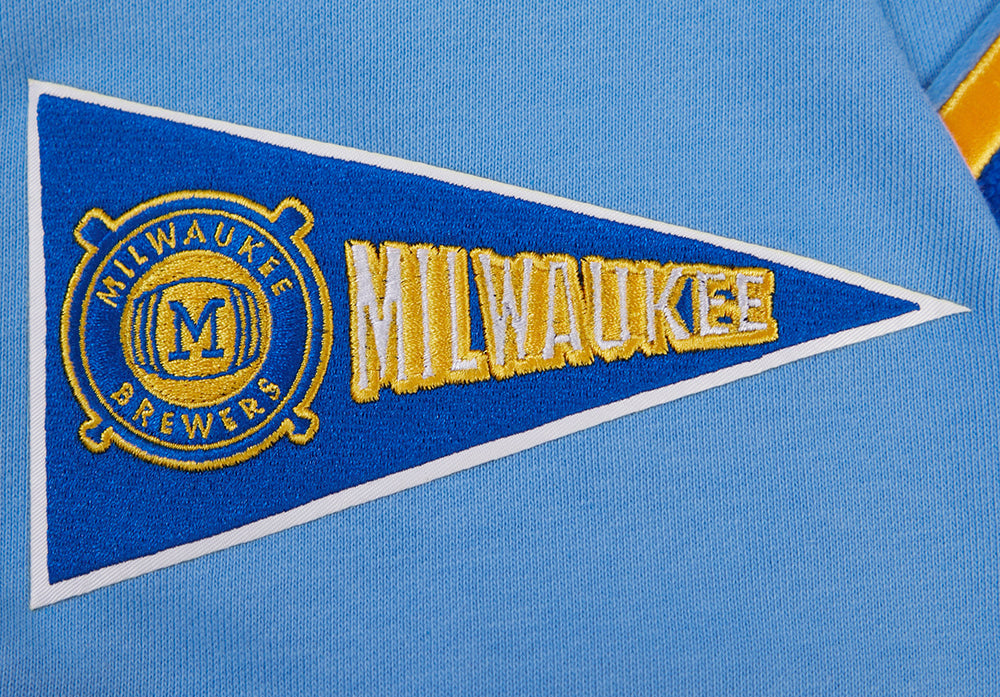MLB MILWAUKEE BREWERS RETRO CLASSIC MEN'S PULLOVER HOODIE (UNIVERSITY BLUE)