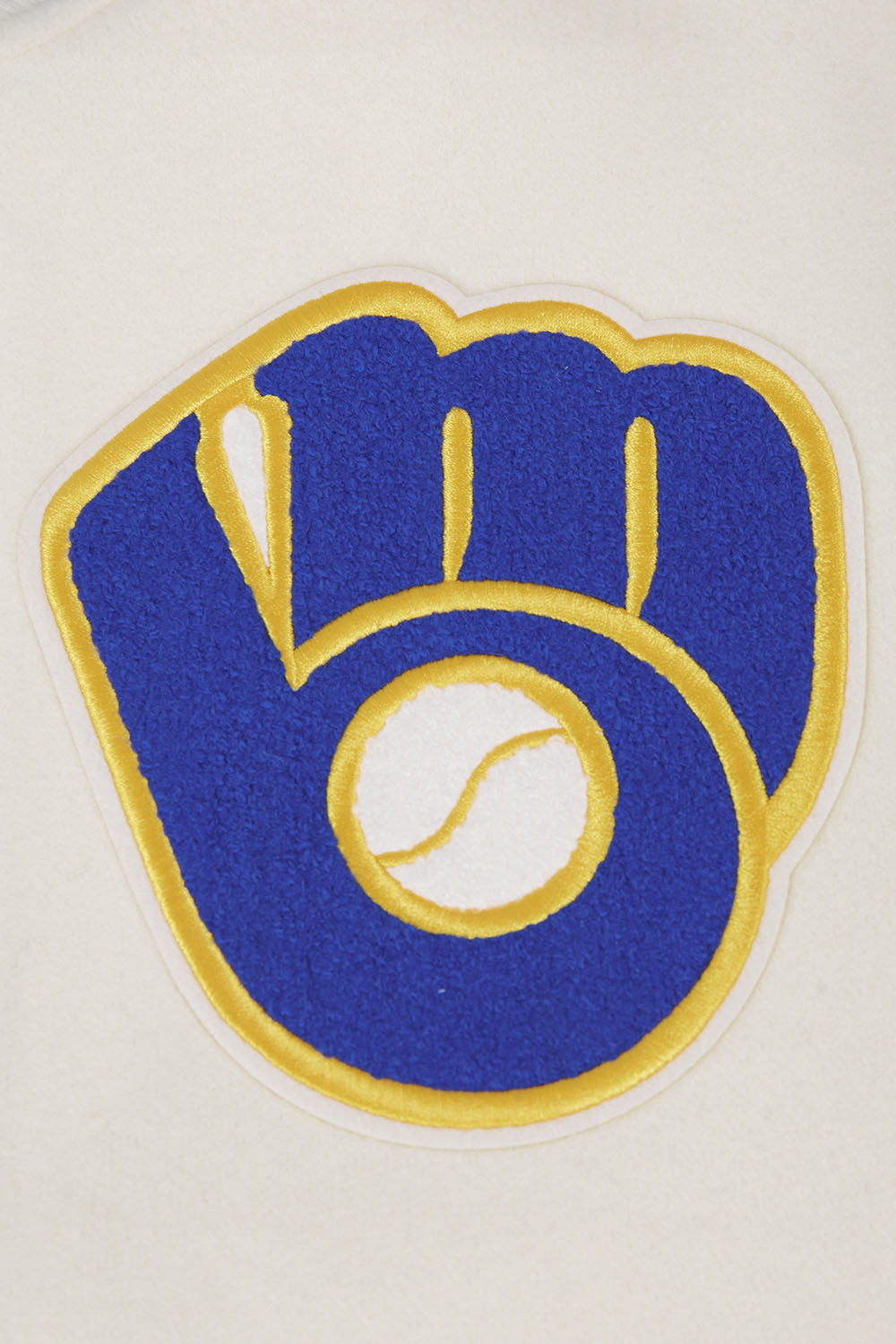 MLB MILWAUKEE BREWERS RETRO CLASSIC MEN'S RIB WOOL VARSITY JACKET (EGGSHELL/UNIVERSAL BLUE)