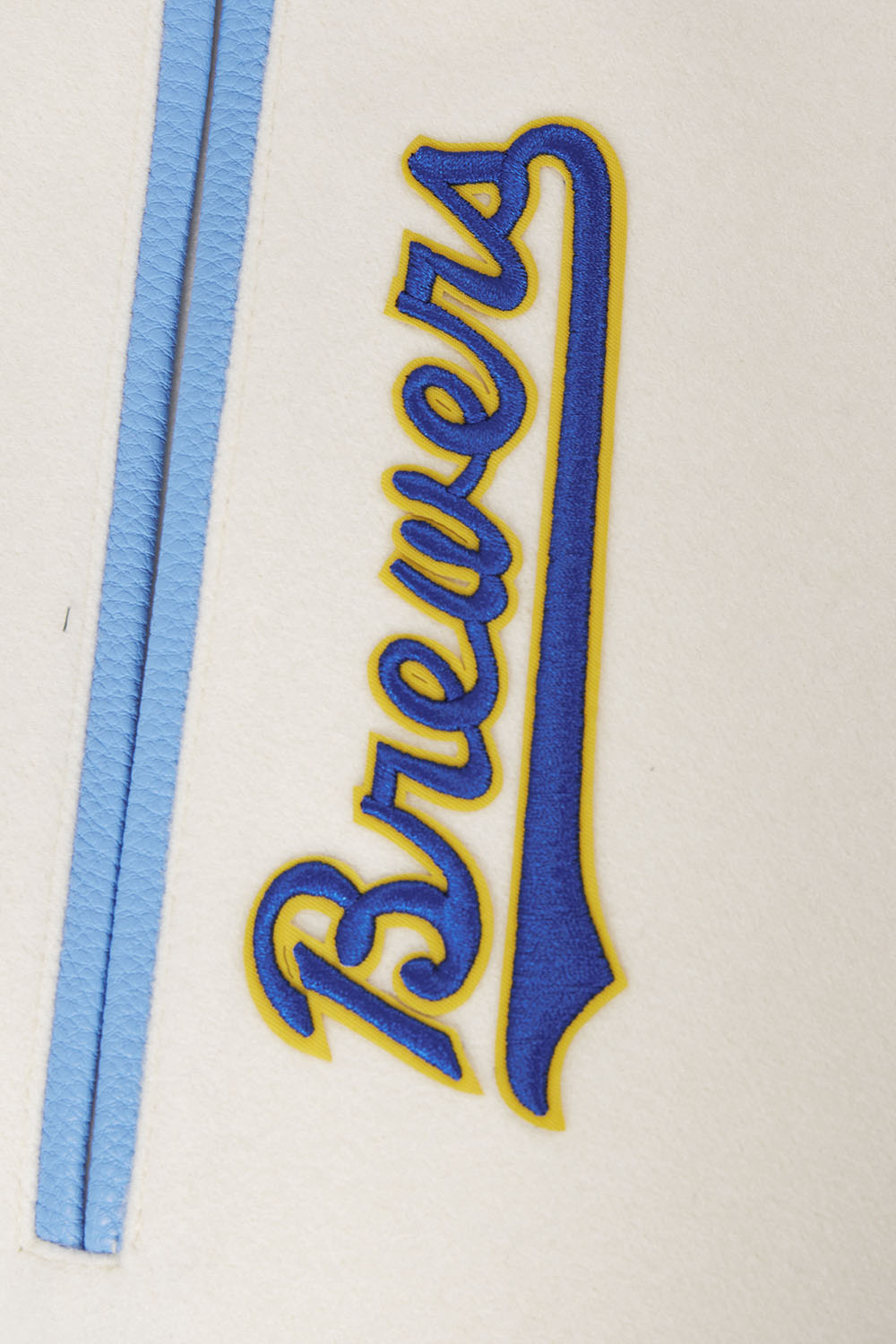 MLB MILWAUKEE BREWERS RETRO CLASSIC MEN'S RIB WOOL VARSITY JACKET (EGGSHELL/UNIVERSAL BLUE)