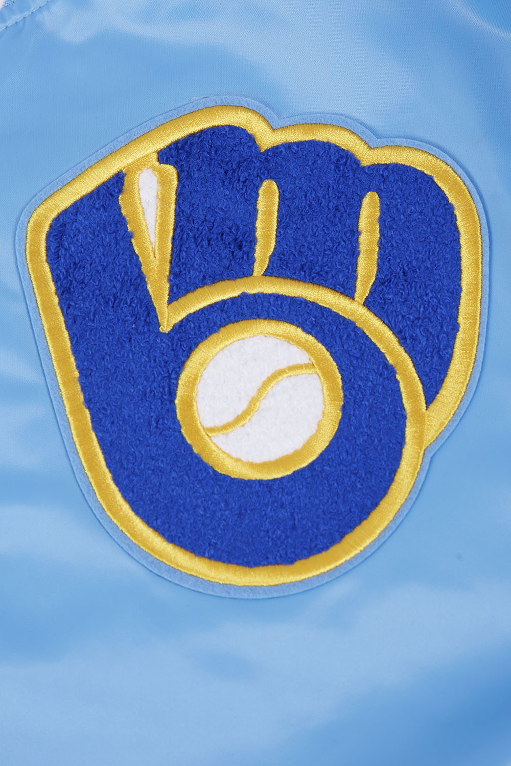 MLB MILWAUKEE BREWERS RETRO CLASSIC MEN'S RIB SATIN JACKET (UNIVERSITY BLUE)
