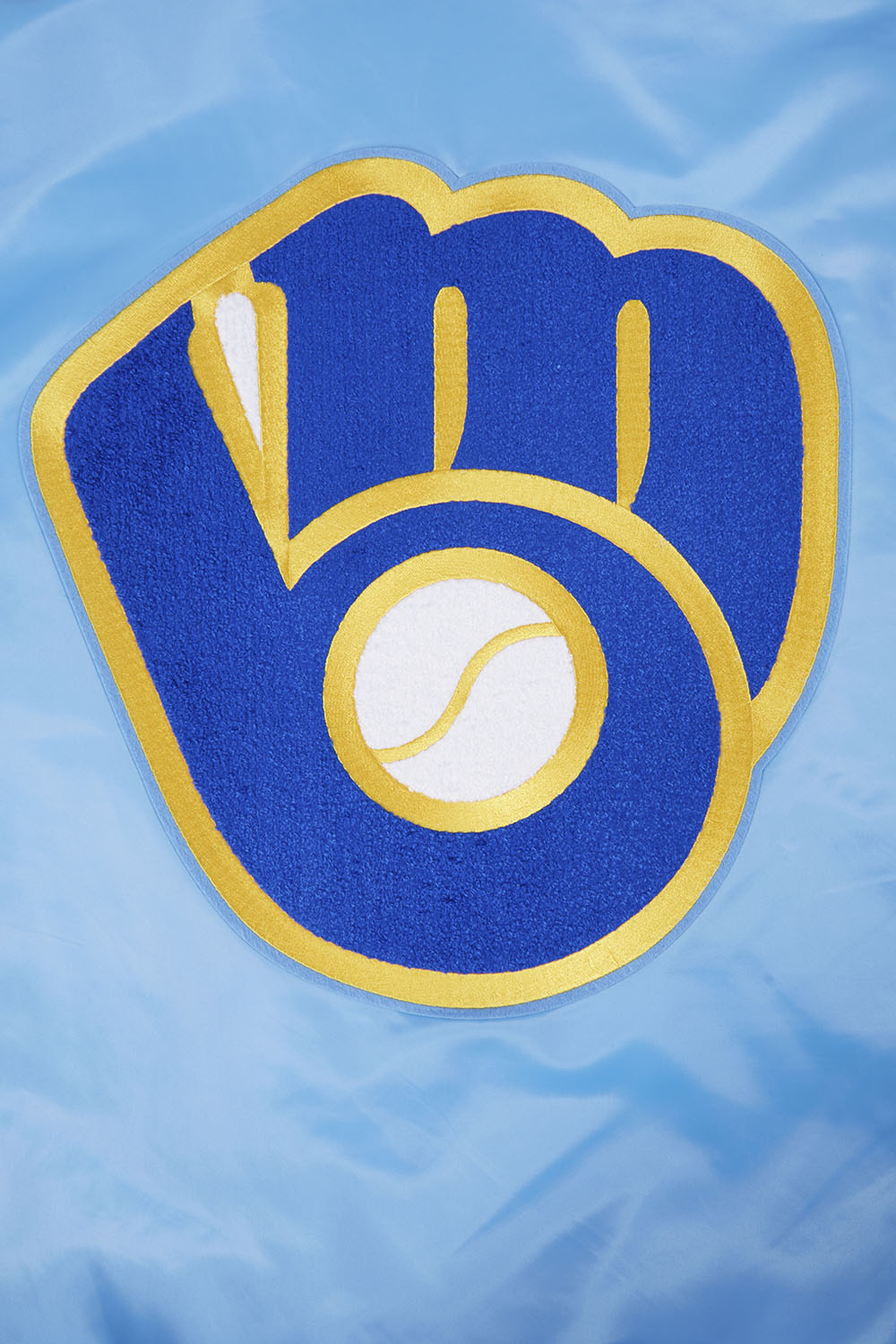 MLB MILWAUKEE BREWERS RETRO CLASSIC MEN'S RIB SATIN JACKET (UNIVERSITY BLUE)