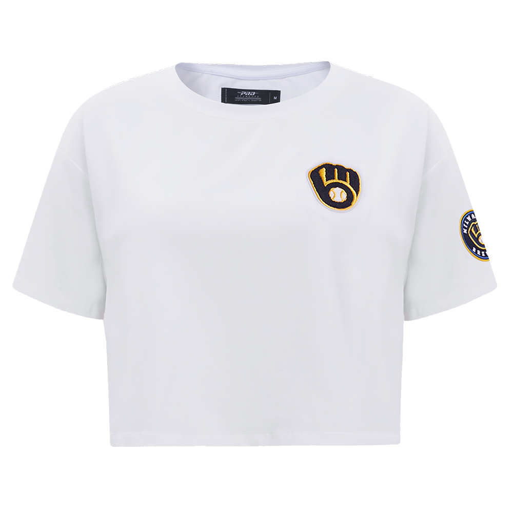MLB MILWAUKEE BREWERS CLASSIC WOMEN'S BOXY TOP (WHITE)