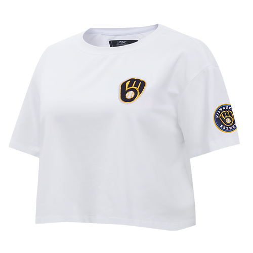MLB MILWAUKEE BREWERS CLASSIC WOMEN'S BOXY TOP (WHITE)