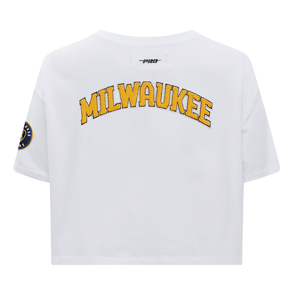MLB MILWAUKEE BREWERS CLASSIC WOMEN'S BOXY TOP (WHITE)