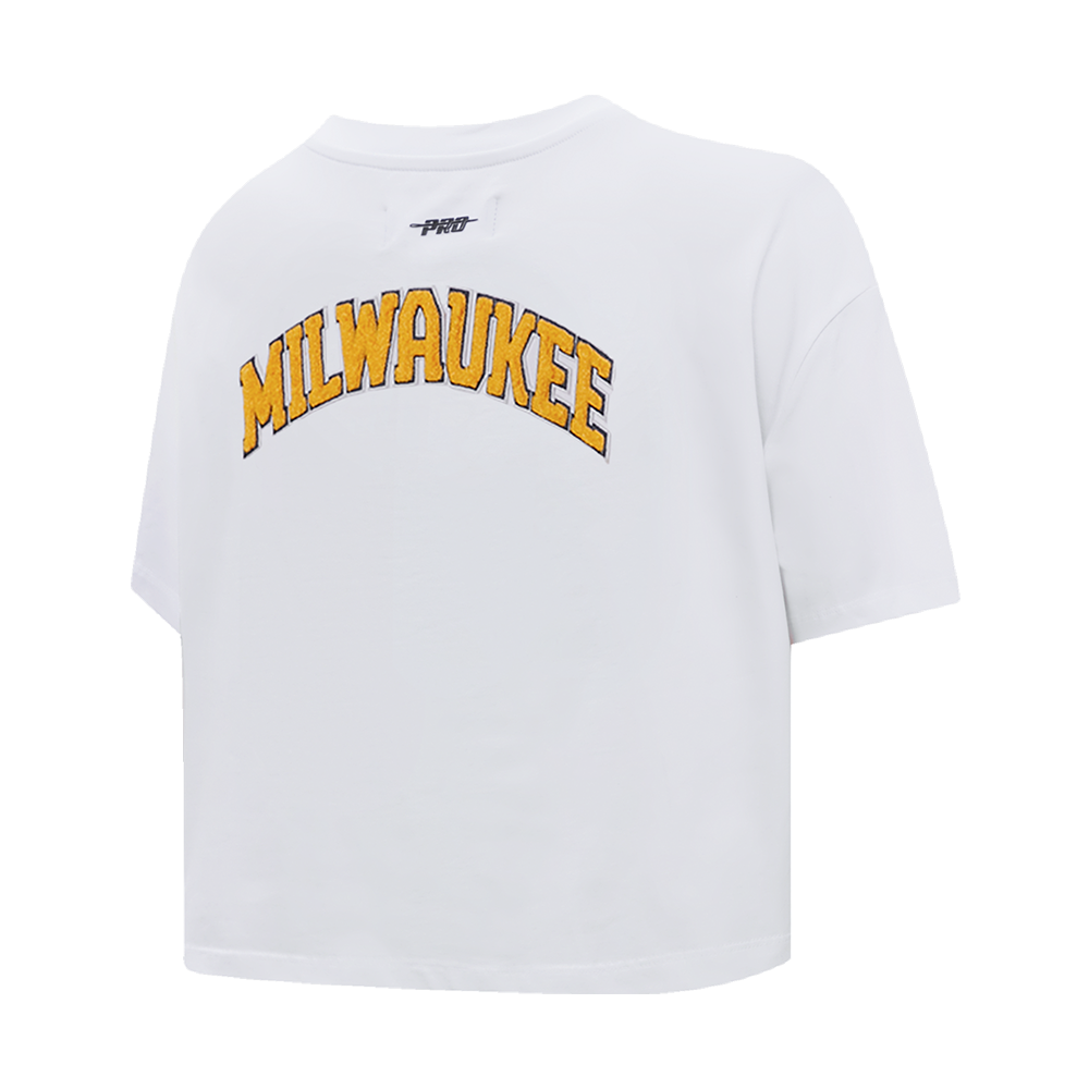 MLB MILWAUKEE BREWERS CLASSIC WOMEN'S BOXY TOP (WHITE)