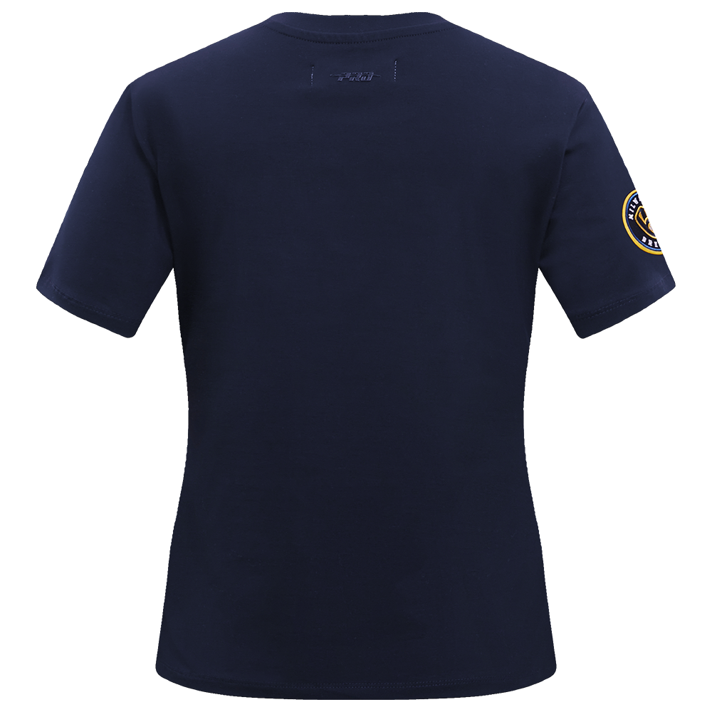 MLB MILWAUKEE BREWERS CLASSIC SHORT SLEEVE WOMEN'S SINGLE JERSEY SLIM FIT TOP (MIDNIGHT NAVY)