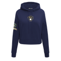 MLB MILWAUKEE BREWERS CLASSIC WOMEN'S CROPPED PULLOVER HOODIE (MIDNIGHT NAVY)