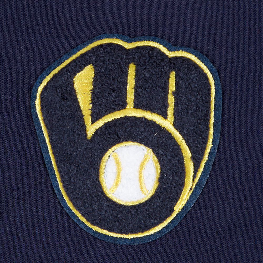 MLB MILWAUKEE BREWERS CLASSIC WOMEN'S CROPPED PULLOVER HOODIE (MIDNIGHT NAVY)